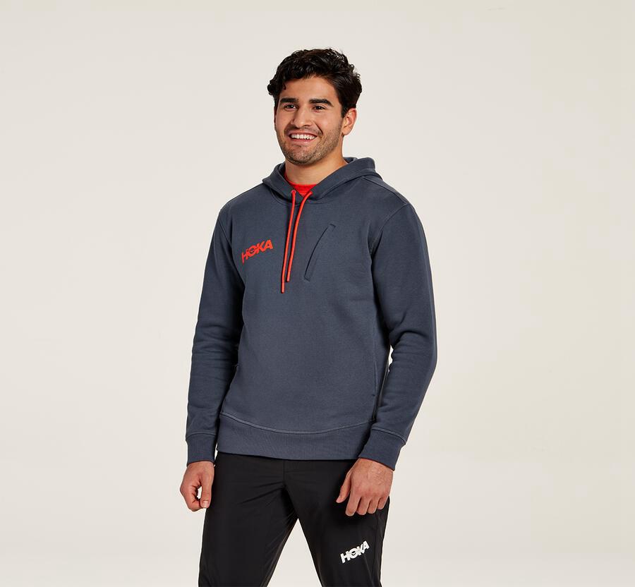 Hoka One One Kapşonlu Sweatshirt Erkek Mavi - Performance - DE1695704